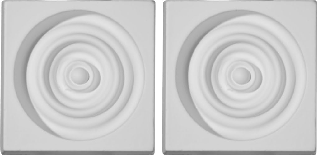 Ekena Millwork PB03X03X01DE Devon Plinth Blocks, 3 1/4"W x 3 1/4"H x 1 1/8"P, Primed (Pack of 2)