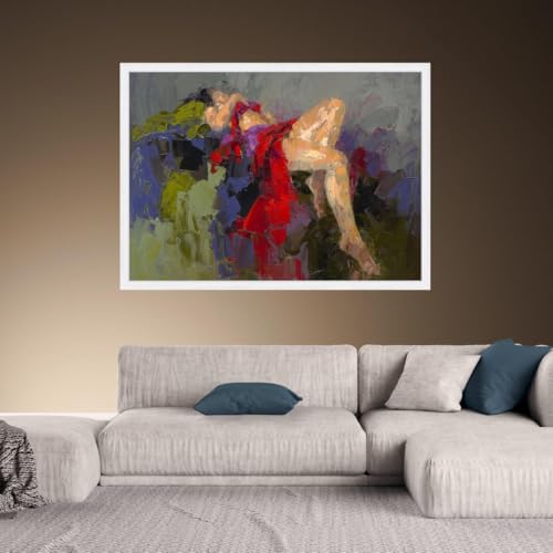 Toile expressionniste vibrante capturant la poésie d'une figure féminine abstraite - 3