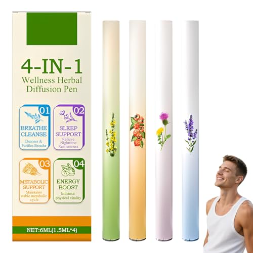 VRYNDH 4pcs Purificateur De Poumons À La Molène - Stylo Diffuseur À Base De Pl-antes Amélioré, Inhalateur De Molène Pour Le Nettoyage Des Poumons - Bâtonnet Inhalateur Naturel