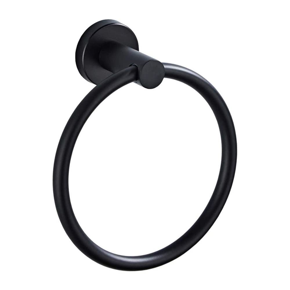 Porte-serviettes en acier inoxydable noir mat étagère maison hôtel ronde