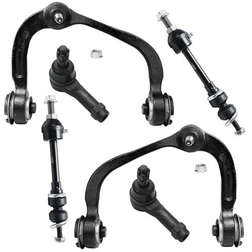 Image of Detroit Axle - 4WD Front End Suspension Kit for Ford 2005-2008 F-150 Lincoln Mark LT, 2 Upper Control Arms with Ball Joints 2 Stabilizer Sway Bar End Links 2 Outer Tie Rods 2006 2007 Replacement