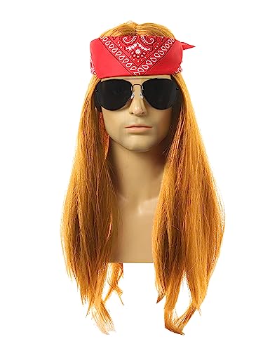 Cosrea 80S Rocker Costume Wig Men Hippie Wig With Bandana Sunglasses Sleeves For 80S Punk Party Accessories thumb #6