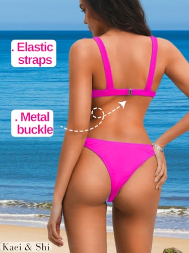 Kaei&Shi Bikini Sets for Women,3D Floral High Cut Push Up Sexy Thong Swimsuit,2 Piece Padded Underwire Bathing Suit3