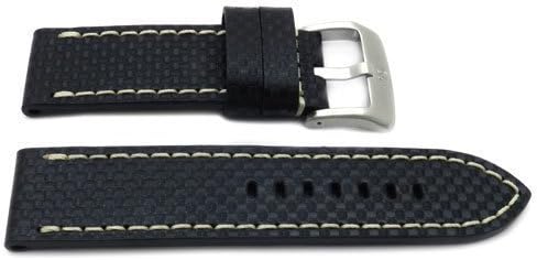 24mm Genuine Carbon Fiber Leather Anti-Allergic Black Panerai Watch Strap
