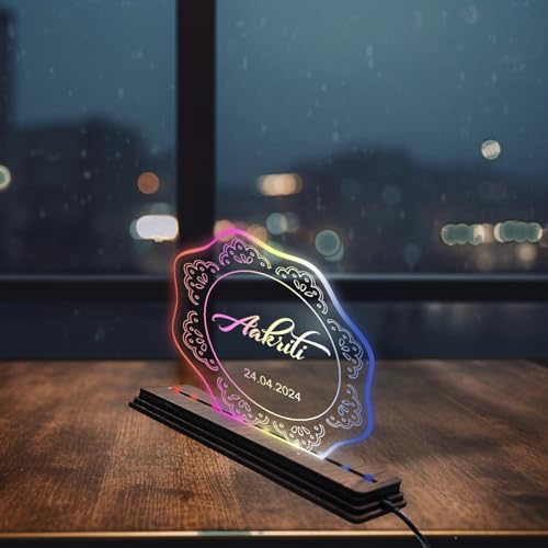 Image of Brown Cloud Personalized Acrylic LED Night Lamp Customized Gift for Men Women Husband Wife Girlfriend Boyfriend Birthday Marriage Anniversary Festivals Decoration(LED RBW NL AO 001)(D14)