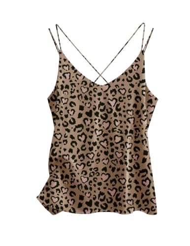 Image of Ekouaer Womens 2-Pack Silk Satin Camisole Tank Top V Neck Sexy Cross Back Spaghetti Strap Cami Sleeveless Lounge Tops S-XXL
