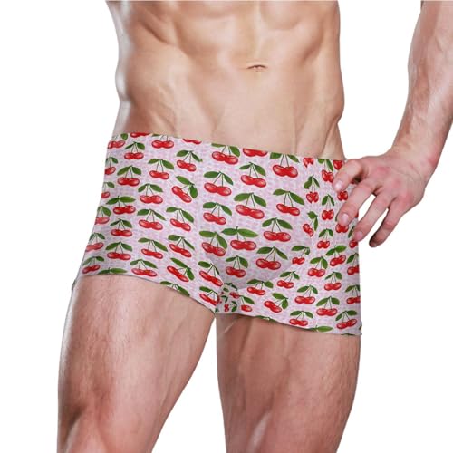 Cherry Fruit Mens Swim Trunk Swimwear Bathing Suit Swim Brief Square Leg Board Short S B04047093
