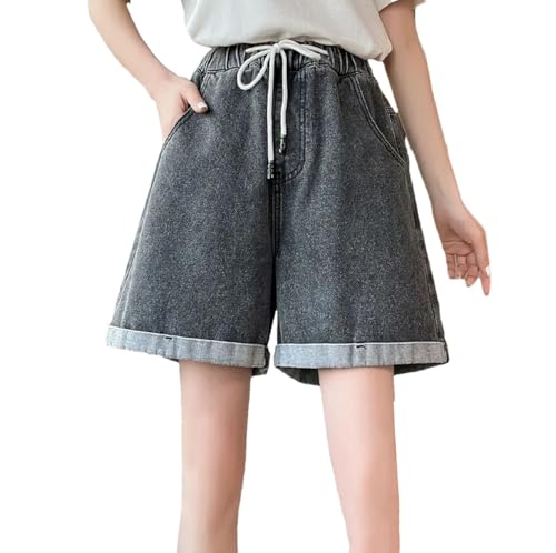 Short en jean noir femme coupe trapeze taille haute jambe large skinny taille L