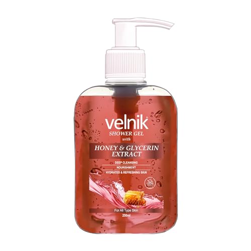 Image of Shower Gel With Honey and Glycerin Moisturising Body Wash,For Glowing skin,Gentle Cleansing Hydrates Refreshment Skin Body Wash for Women & Men Suitable for All Skin Types 250ml