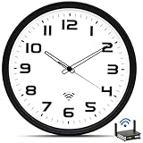 OCEST 12Inch Wi-Fi Wall Clock with Auto Sync Time & DST, Easy to Read, Large Digital Display, Silent Battery Operated Wall Clock for Living Room Bedroom School Office Kitchen