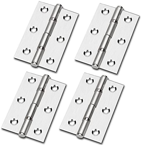 Heuskay 4Pcs 2 Inch (50mm) Stainless Steel Ball Bearing Fire Door Hinges, Silver, Contemporary Finish, 2 Inch 4Pcs