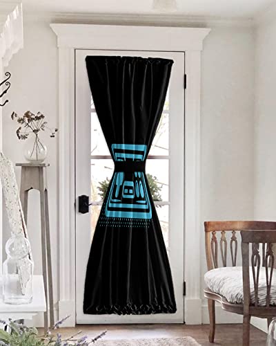 Video Game Black Out French Door Curtains For Door Window,Blue Gamer Kids Boys Gamepad Console Game Controller Rod Pocket Door Drapery Curtain Panel With Tiebacks For Sidelight Front Doors,54