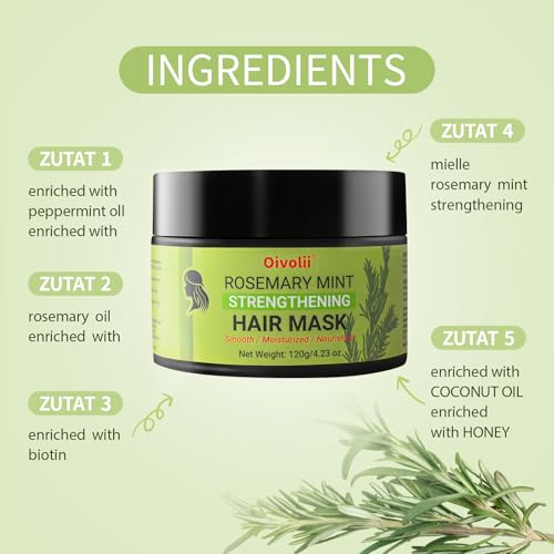 120ml Romero Mascarilla para el cabello,Mascarilla de Romero,mascarilla Capilar,Nutritiva&Hidratante,Reparación,Fortalece la Fibra Capilar,Para Todo Tipo de Pelo - imagen 5