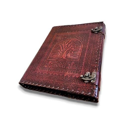 Finun-Lthr Journal en cuir fait à la main 33 x 25,4 cm avec 4 anneaux pour contenir vos pages (classeur à 4 anneaux), marron, 4789245
