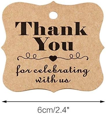 Miniatura 2 de Etiquetas de baby shower, etiquetas de regalo de papel para boda, agradecimiento por celebrar con nosotros, 100 etiquetas de agradecimiento Kraft