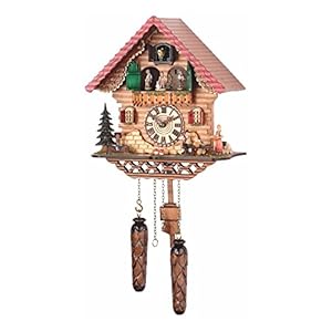 Trenkle Quartz Cuckoo Clock Black Forest House with Music, Turning Dancers TU 474 QMT HZZG