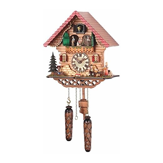 Quartz Cuckoo Clock Black Forest House with Music, Turning Dancers TU 474 QMT HZZG