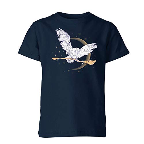 Harry Potter Hedwig Broom - Tee Shirt Officiale Warner Bros Bleu 100% Coton