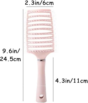 2 Pcs Multifunction Hair Curling Brush,Curl Defining Thick Hair Brush,Paddle Curved Hair Brush for Women and Men Brush (Pink+Blue)