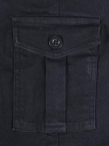 Image of KiddoPanti Boys Knee Length Cargo Denim Shorts with Flap Pockets & Button Closure Casual Wear