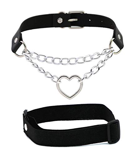 Adjustable Faux Leather Punk Choker Necklaces Goth Collar Necklaces for Women