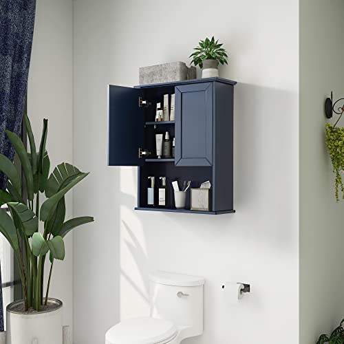 Bluewallmountedbathroomstoragecabinetabovetoiletwoodenmedicinecabinetsovertoiletstorage23x29inhangingwallcabinetwith2dooradjustableshelfsofthinge  Urban Country Home Decor Blue wall mounted bathroom storage cabinet above toilet wooden medicine cabinets over toilet storage 23×29 in hanging wall cabinet with 2 door adjustable shelf soft hinge  urban country home decor
