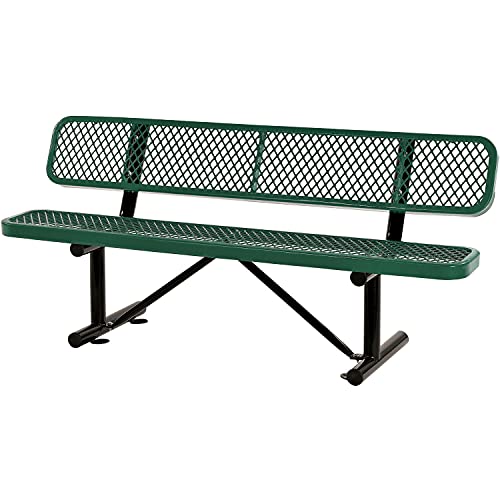 Global Industrial 72' L Expanded Metal Mesh Bench w/Back Rest,...