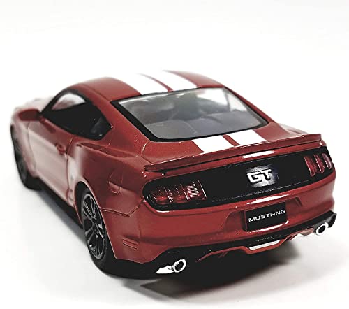 Kinsmart Ford Mustang Gt Candy Apple Red & White Stripes 2015 Hardtop 1/38 Scale Diecast Car #TOP1