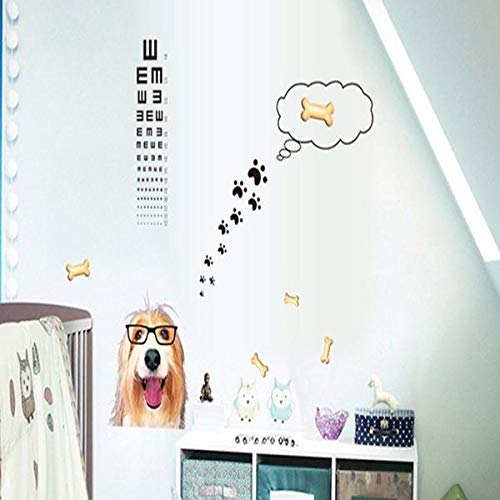 DIY Removable Wall Stickers For Children room Home Decor -Glasses dog eye chart