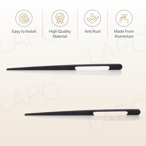 Image of LAPO 24 Inch Pull Handles for Modular Kitchen, Suitable for Cupboard Doors and Storage Cabinets, Firm Holding Shape, Scratch Resistant Surface, Hole to Hole Size 58 cm, Easy Mount (Black, Pack of 3)