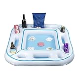 Schwimmender Tisch für Pool – Wasser-Pokertisch mit Karten, Spieltablett, aufblasbarer Getränke-...