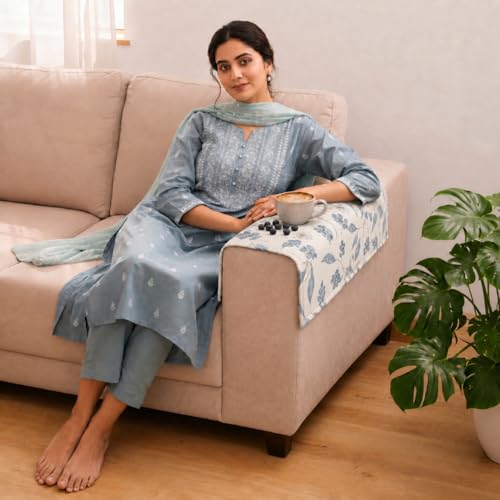 Image of STITCHNEST 'Eden Weaves Collection Series' Sofa Armrest Cover | Elegant Woven Fabric, Washable & Durable for Modern Living (18 x 22 Inches)