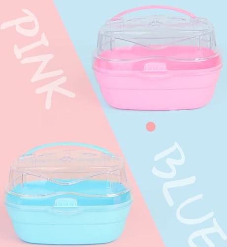 Portable Carrier Hamster Carry Case Cage with Water Bottle Travel&Outdoor for Hamster Small Animals (Pink)