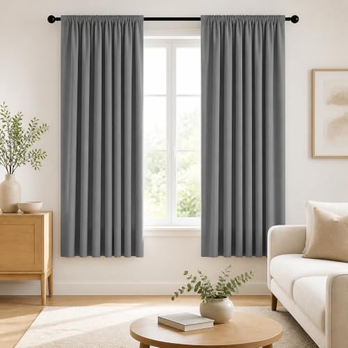 Deconovo Black Out Curtains 63 Inches Long for Living Room and Bedroom