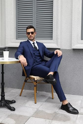 Wangyue Men's Double Breasted Suit 3 Piece Suits Slim Fit Wedding Suit One Button Blazer Prom Suit Vest Pants Suit Sets2