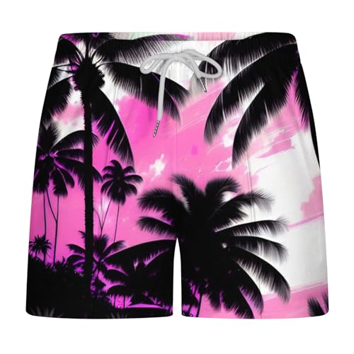 hnhmli Men's Hawaiian Shorts Drawstring Loose Beach Shorts Fast Dry Swim Trunks Fashion 3D Graphic 2024 Goingout Short Pant(Large,Pink)