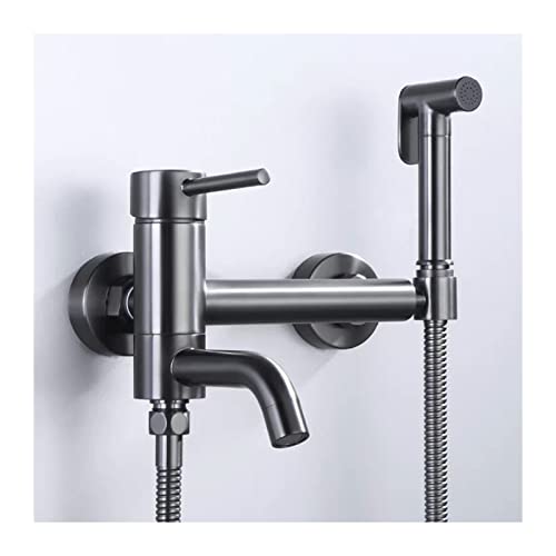 Pulvérisateur de bidet pour toilettes, pistolet en laiton noir, pulvérisateur de bidet à eau chaude et froide avec tuyau de bidet pour lavage féminin, pulvérisateur de toilette de bidet mural pou