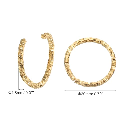 QUARKZMAN 50 sztuk otwartych pierścieni skokowych, 20 mm plecione złącza O-ring do tworzenia biżuterii, naszyjników, bransoletek rzemieślniczych zrób to sam, jasne złoto