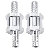 GSTP 2 Packs 3/8' 10mm Aluminium Alloy Non Return One Way Fuel Line Check Valve Sliver