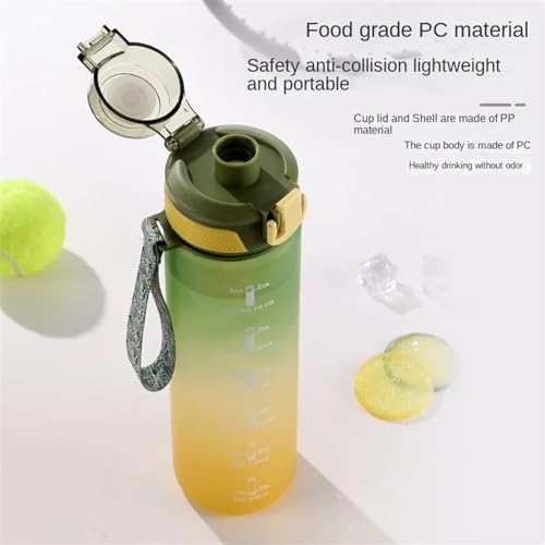 Bouteille d'eau de sport 1L avec marqueur de temps portable