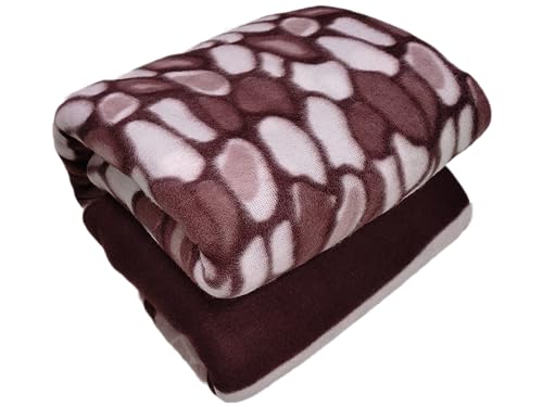 Image of Winter Soft Single Bed Warm Woolen Blend Fleece Blanket Cover | Quilt Cover | Razai Cover with Zipper, Size- 90 x 60 in, Color- Brown, Single Bed Size (90x60, Brown)