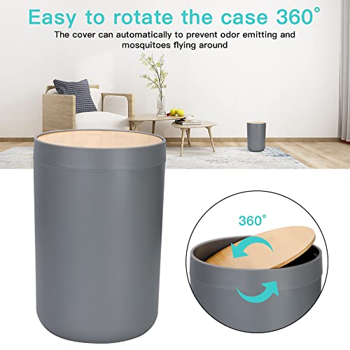 Otostar Grey Bathroom Accessories Set Bamboo Bathroom Set With Qtip Holder Soap Dispenser Toothbrush Holder Tumbler Soap Dish Toilet Brush Holder Trash Can Plastic Bath Set Housewarming Gift (Grey) #TOP6