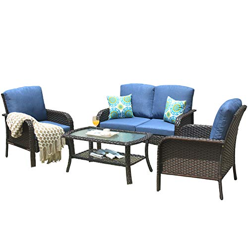 Ovios OVIOS-007 Patio Furniture Sets 4 Pcs Outdoor Wicker Sofa Set thumb #8
