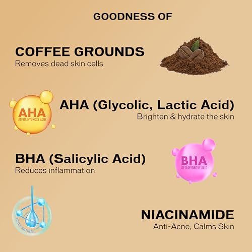 Image of inatur Coffee Body Scrub - Exfoliating, Brightening Tan Removal & Hydrating | With Niacinamide, Salicylic & Glycolic Acids | Cruelty-Free, Vegan & Sulfate-free Formula | 200g