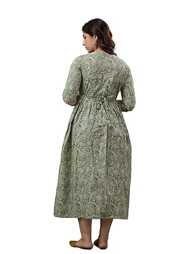 Image of The Moon Star Women's Cotton Floral Printed Anarkali Maternity Feeding Kurti | Breastfeeding Dress for Mothers | Zipper Feeding Kurti, Nursing Kurti, Comfortable and Trendy Maternity Wear