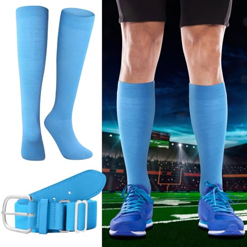 Image of Haysandy Baseball or Softball Sock and Belt Combo Set 5 Football Baseball Socks with Softball Belt for Kids Youth Boys