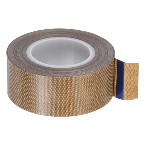 Image of HARFINGTON Fabric PTFE Tape Roll, 1 inch x 33ft High Temperature PTFE Adhesive Tape 0.18mm Thickness for Vacuum Sealer Machine Hand Sealers, Brown