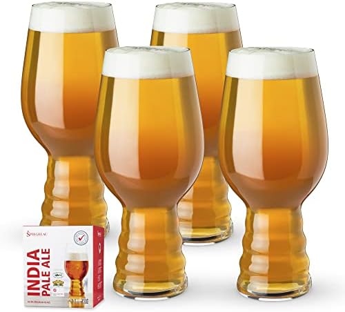 Spiegelau Craft IPA, Set of 4 European-Made Lead-Free Crystal, Modern, Dishwasher Safe, Professional Quality Beer Pint Glass Gift Set, 4 Count (Pack of 1)