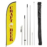 LookOurWay Feather Flag Pole Kit - 12 Feet Tall Advertising Flag Banner with Fiberglass Pole Kit and Ground Spike for Business Promotion - Beer & Liquor Flags - Carft Beer (10M1200128)