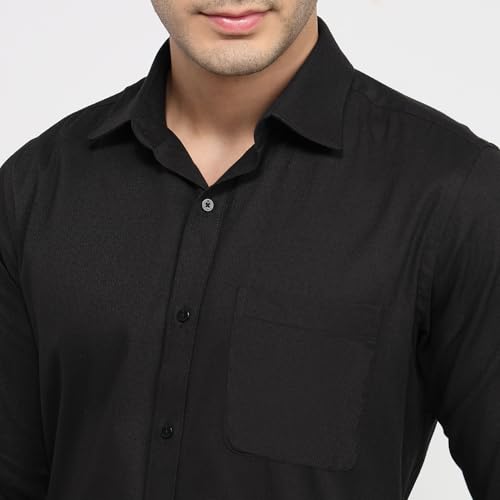Image of Raymond Men Slim Fit Solid Pattern Pure Cotton Semi Cutaway Collar Full Sleeve Formal Shirt